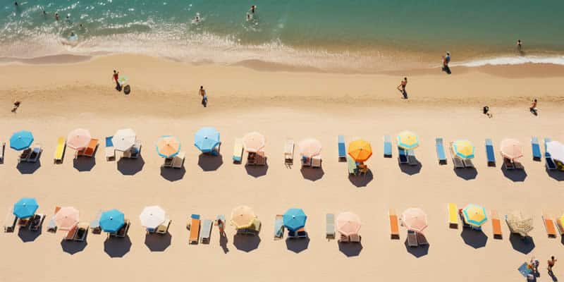 beach waves sunbrellas